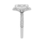 14K White Gold 4 1/2Ct Ladies Emerald Cut Halo Engagement Ring 4Ct Emerald Center Stone & Round Diamond (Color F-G -Clarity Vs1/Vs2) - Image 3