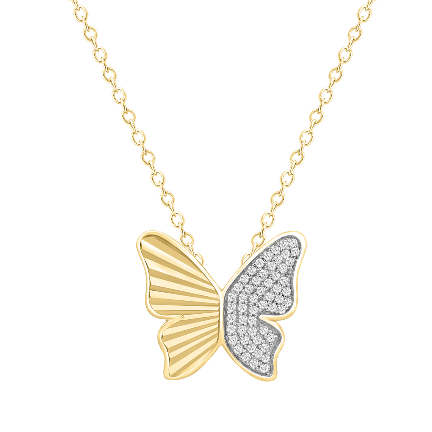 LADIES PENDANT WITH CHAIN 0.16CT ROUND DIAMOND 10K YELLOW GOLD 1 LADIES PENDANT WITH CHAIN 0.16CT ROUND DIAMOND 10K YELLOW GOLD - Image 1