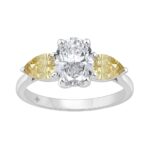 14K WHITE GOLD 2 1/2CT OVAL/YELLOW PEAR DIAMOND LADIES RING (CENTER STONE OVAL DIAMOND 1 1/2CT)