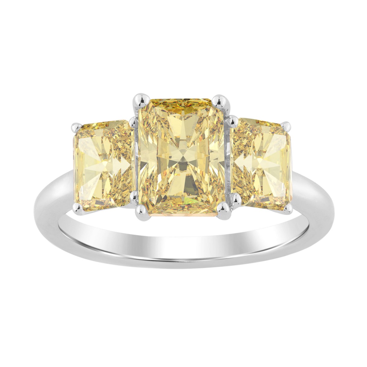 14K WHITE GOLD 2 1/2CT YELLOW RADIANT DIAMOND LADIES RING (CENTER STONE YELLOW RADIANT DIAMOND 1 1/2CT) 1 14K WHITE GOLD 2 1/2CT YELLOW RADIANT DIAMOND LADIES RING (CENTER STONE YELLOW RADIANT DIAMOND 1 1/2CT) - Image 1