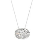 LADIES SOLITAIRE PENDANT 2CT OVAL DIAMOND 14K WHITE GOLD - Image 3