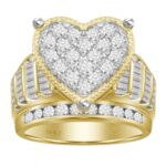 LADIES RING 3.00CT ROUND/BAGUETTE DIAMOND 10K YELLOW GOLD