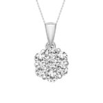 LADIES PENDANT WITH CHAIN 0.15CT ROUND DIAMOND 10K WHITE GOLD