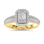 LADIES RING 1.00CT ROUND/EMERALD/BAGUETTE DIAMOND 14K YELLOW GOLD