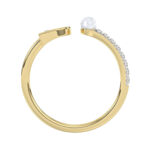 LADIES RING 0.10CT ROUND/PEARL DIAMOND 10K YELLOW GOLD - Image 2