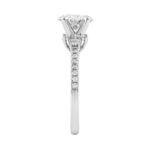 14K White Gold Lab Grown Emerald Cut Diamond Ladies Engagement Ring 1 1/4Ct With Round & Baguette Side Stones 1Ct Oval Center Stone (Color F-G -Cl - Image 3