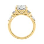 14K Yellow Gold 5 1/2Ct Lab-Grown Diamond Engagement Ring For Women 5Ct Oval Center Stone With Marquise/Round Side Stones, Luxury Bridal Ring (Color F - Image 2