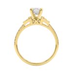 14K Yellow Gold Lab Grown Emerald Cut Diamond Ladies Engagement Ring 1 1/4Ct With Round & Baguette Side Stones 1Ct Emerald Center Stone (Color F-G - Image 2
