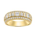 14K YELLOW GOLD 1 1/4CT ROUND/BAGUETTE/PRINCESS DIAMOND LADIES BAND