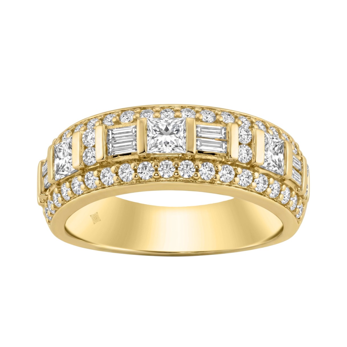 14K YELLOW GOLD 1 1/4CT ROUND/BAGUETTE/PRINCESS DIAMOND LADIES BAND 1 14K YELLOW GOLD 1 1/4CT ROUND/BAGUETTE/PRINCESS DIAMOND LADIES BAND - Image 1