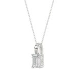 LADIES SOLITAIRE PENDANT WITH CHAIN 1CT EMERALD DIAMOND 14K WHITE GOLD - Image 3