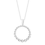LADIES PENDANT WITH CHAIN 0.50CT ROUND DIAMOND 10K WHITE GOLD