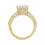Luxury 14K Yellow Gold Bridal Ring for Ladies 3 3/4CT Round & Marquise Cut Diamonds 3.00CT Round Center stone (Color F-G -Clarity VS1/VS2) - Image 2