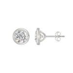 LADIES SOLITAIRE EARRINGS 3CT ROUND DIAMOND 14K WHITE GOLD - Image 2