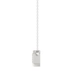 LADIES SOLITAIRE PENDANT 1CT EMERALD DIAMOND 14K WHITE GOLD WITH CHAIN - Image 2