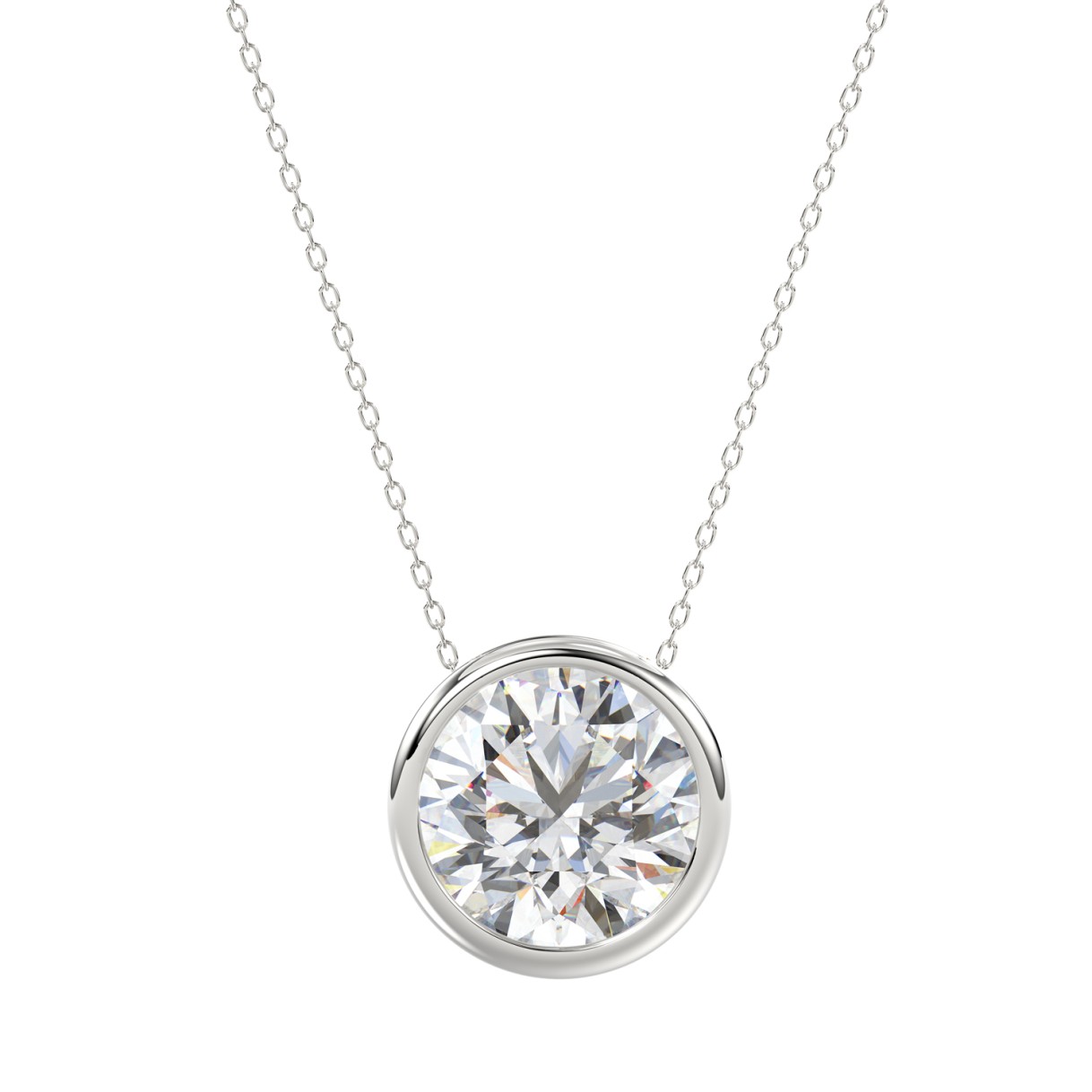 LADIES SOLITAIRE PENDANT 3CT ROUND DIAMOND 14K WHITE GOLD 1 LADIES SOLITAIRE PENDANT 3CT ROUND DIAMOND 14K WHITE GOLD - Image 1