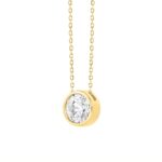 LADIES SOLITAIRE PENDANT 3CT ROUND DIAMOND 14K YELLOW GOLD - Image 3