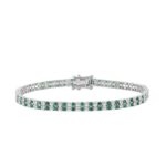 LADIES BRACELET 3CT ROUND/ROUND GREEN EMERALD DIAMOND 14K WHITE GOLD (ROUND GREEN EMERALD DIAMOND 2 3/4CT )