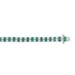 LADIES BRACELET 3CT ROUND/ROUND GREEN EMERALD DIAMOND 14K WHITE GOLD (ROUND GREEN EMERALD DIAMOND 2 3/4CT ) - Image 3