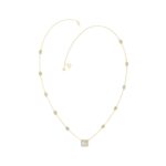 14K YELLOW GOLD 2 1/4CT ROUND/EMERALD DIAMOND LADIES NECKLACE - Image 3