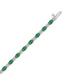 14K WHITE GOLD 6 7/8CT ROUND/EMERALD OVAL DIAMOND LADIES BRACELET (EMERALD OVAL 6 1/6CT) - Image 2
