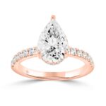 14K ROSE GOLD 1/2CT ROUND/PEAR DIAMOND LADIES RING (CENTER STONE PEAR DIAMOND 2CT)