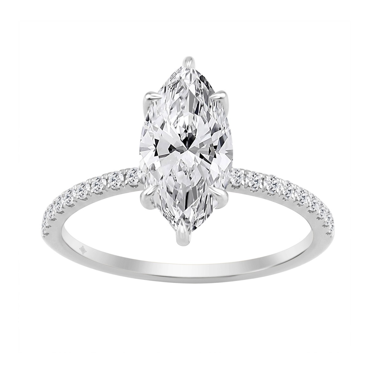 14K WHITE GOLD 1 3/4CT MARQUISE/ROUND DIAMOND LADIES RING (CENTER STONE MARQUISE DIAMOND 1 1/2CT) 1 14K WHITE GOLD 1 3/4CT MARQUISE/ROUND DIAMOND LADIES RING (CENTER STONE MARQUISE DIAMOND 1 1/2CT) - Image 1