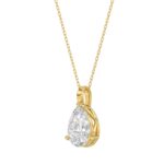 LADIES SOLITAIRE PENDANT WITH CHAIN 2CT PEAR DIAMOND 14K YELLOW GOLD - Image 3
