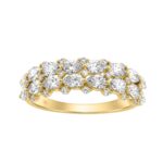 Elegant 14K Yellow Gold 1 3/4Ct Lab Grown Diamond Fashion Ring Alternating Round & Pear Stones, Women Fashion Jewelry (Color F-G -Clarity Vs1/Vs2)
