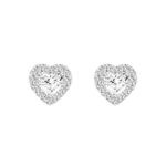 14K WHITE GOLD1 3/8CT ROUND / HEART DIAMOND LADIES EARRINGS (CENTER STONE HEART DIAMOND 1CT )