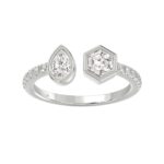 14K WHITE GOLD 1.00CT ROUND/PEAR/HEXAGON DIAMOND LADIES RING