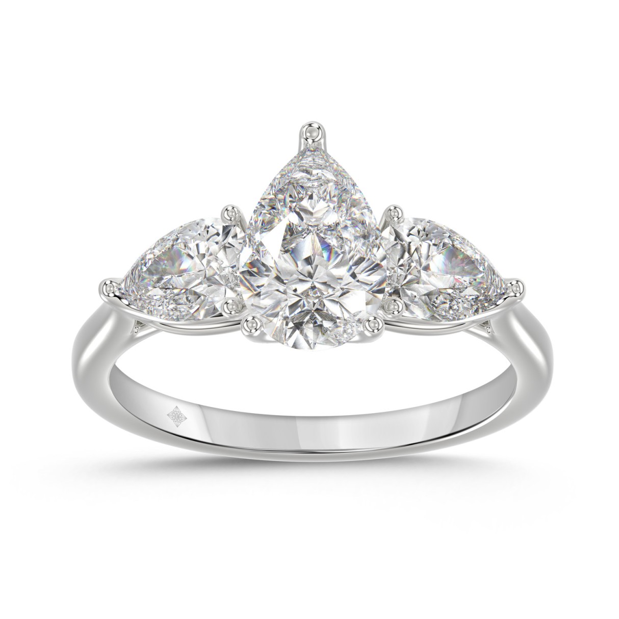 14K WHITE GOLD 2 5/8CT PEAR DIAMOND LADIES RING (CENTER STONE PEAR DIAMOND 1 1/2CT) 1 14K WHITE GOLD 2 5/8CT PEAR DIAMOND LADIES RING (CENTER STONE PEAR DIAMOND 1 1/2CT) - Image 1