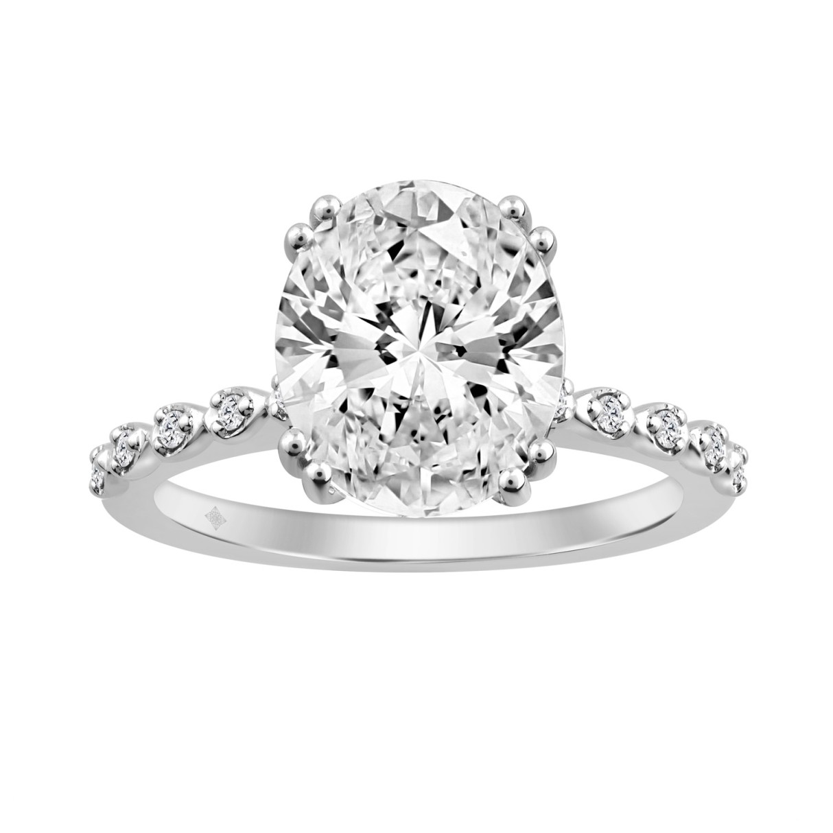 14K WHITE GOLD 3.00CT ROUND/OVAL DIAMOND LADIES RING (CENTER STONE OVAL DIAMOND 3CT) 1 14K WHITE GOLD 3.00CT ROUND/OVAL DIAMOND LADIES RING (CENTER STONE OVAL DIAMOND 3CT) - Image 1