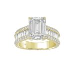 14K YELLOW GOLD 1 1/4CT ROUND/BAGUETTE/RADIANT DIAMOND LADIES RING (CENTER STONE RADIANT DIAMOND 4CT)