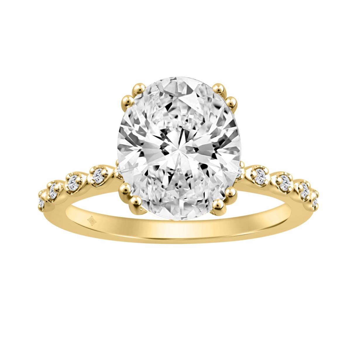 14K YELLOW GOLD 3.00CT ROUND/OVAL DIAMOND LADIES RING (CENTER STONE OVAL DIAMOND 3CT) 1 14K YELLOW GOLD 3.00CT ROUND/OVAL DIAMOND LADIES RING (CENTER STONE OVAL DIAMOND 3CT) - Image 1