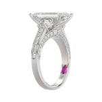 21K PLATINUM LADIES RING WITH 4.00CT ROUND/EMERALD/BAGUETTE DIAMONDS (CENTER STONE EMERALD DIAMOND 3CT) - Image 2