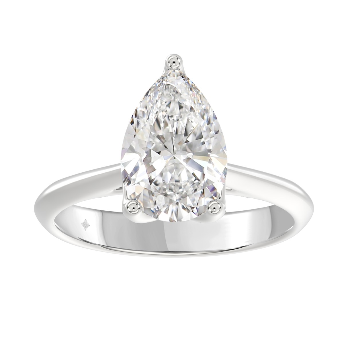 LADIES SOLITAIRE RING 3CT PEAR DIAMOND 14K WHITE GOLD 1 LADIES SOLITAIRE RING 3CT PEAR DIAMOND 14K WHITE GOLD - Image 1