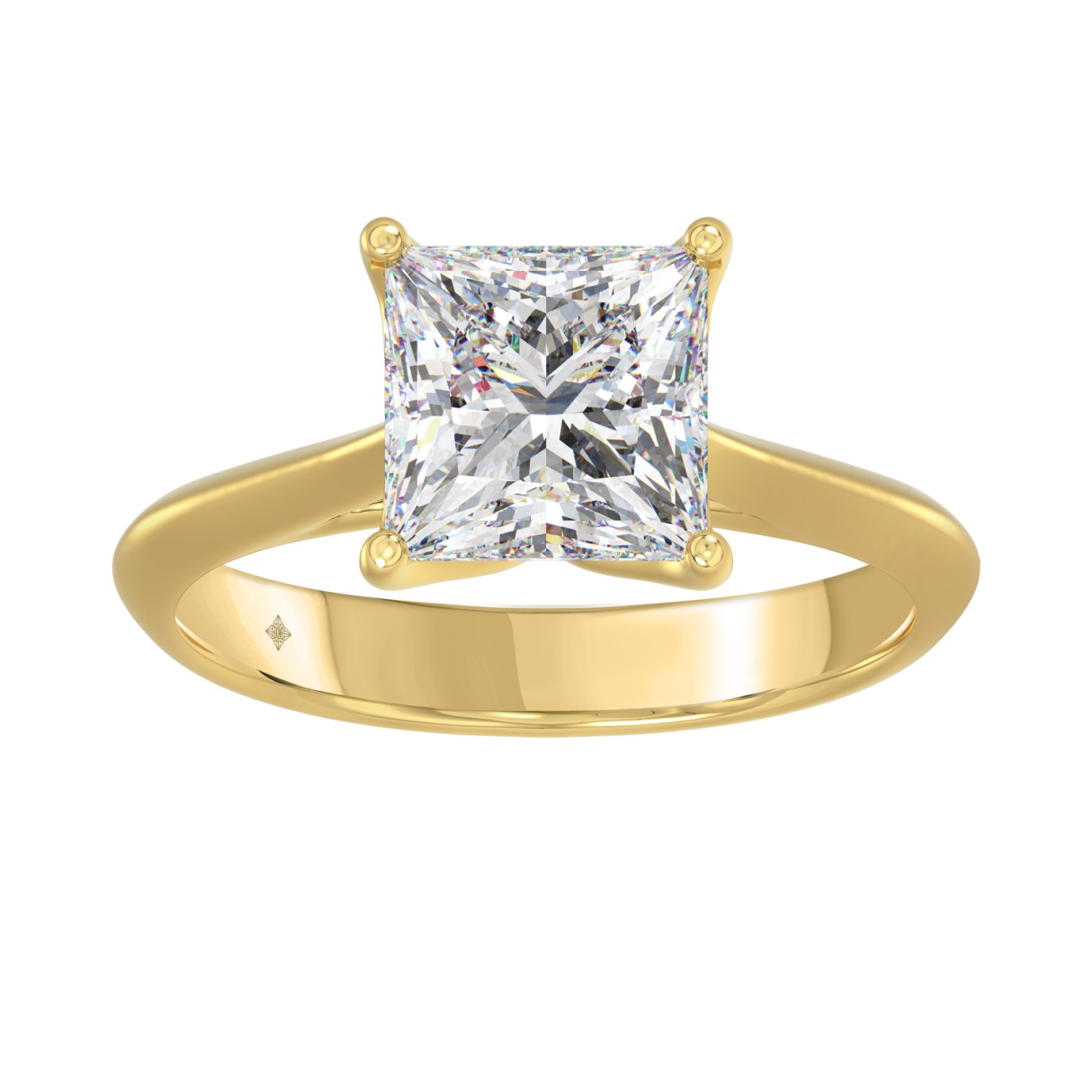 LADIES SOLITAIRE RING 3CT PRINCESS DIAMOND 14K YELLOW GOLD 1 LADIES SOLITAIRE RING 3CT PRINCESS DIAMOND 14K YELLOW GOLD - Image 1