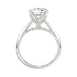 LADIES SOLITAIRE RING 3CT ROUND DIAMOND 14K WHITE GOLD - Image 2