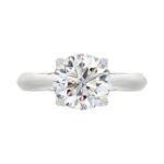 LADIES SOLITAIRE RING 3CT ROUND DIAMOND 14K WHITE GOLD - Image 5