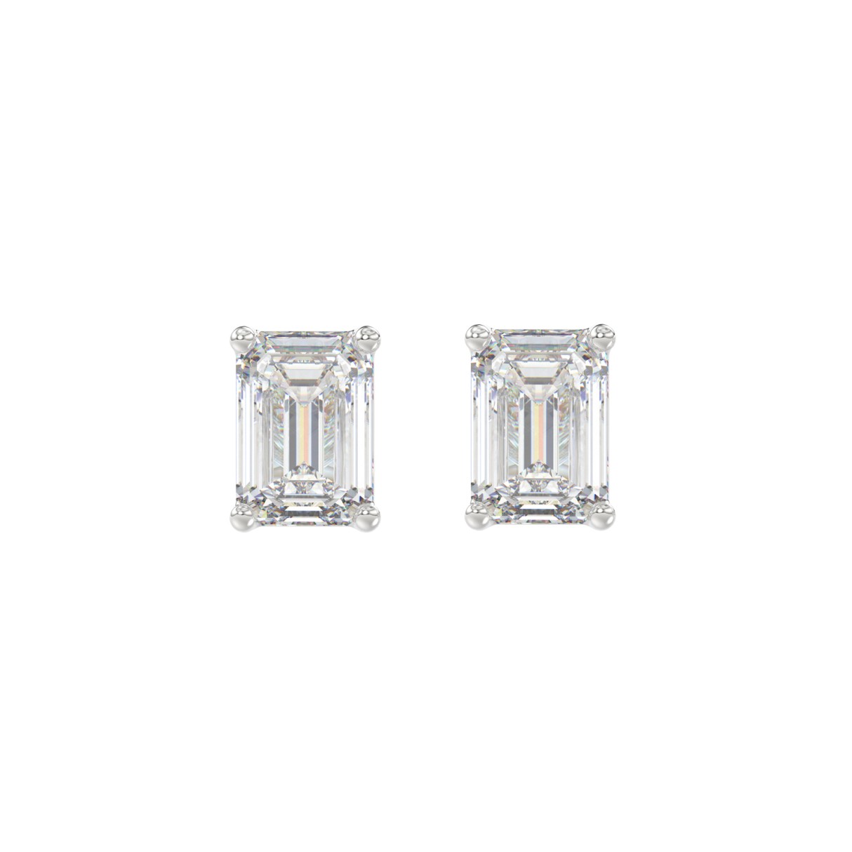 14K WHITE GOLD 2CT EMERALD DIAMOND LADIES SOLITAIRE EARRINGS 1 14K WHITE GOLD 2CT EMERALD DIAMOND LADIES SOLITAIRE EARRINGS - Image 1