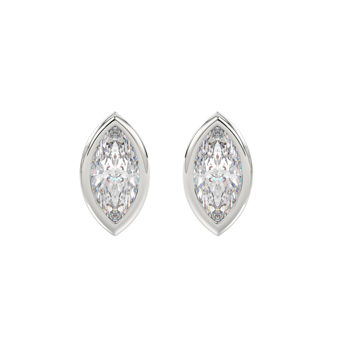 LADIES SOLITAIRE EARRINGS 3CT MARQUISE DIAMOND 14K WHITE GOLD 1 LADIES SOLITAIRE EARRINGS 3CT MARQUISE DIAMOND 14K WHITE GOLD - Image 1