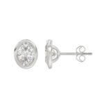 LADIES SOLITAIRE EARRINGS 3CT OVAL DIAMOND 14K WHITE GOLD - Image 2