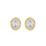 LADIES SOLITAIRE EARRINGS 3CT OVAL DIAMOND 14K YELLOW GOLD