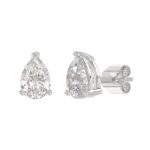 LADIES SOLITAIRE EARRINGS 4.00CT PEAR DIAMOND 14K WHITE GOLD - Image 3
