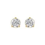 LADIES SOLITAIRE EARRINGS 4CT ROUND DIAMOND 14K YELLOW GOLD (CENTER STONE ROUND DIAMOND 2CT )