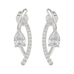 14K WHITE GOLD 1.00CT ROUND/PEAR DIAMOND LADIES EARRINGS