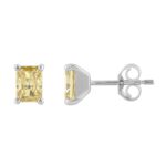 14K WHITE GOLD 1.00CT YELLOW RADIANT DIAMOND LADIES EARRINGS - Image 2