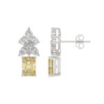 14K WHITE GOLD 3.00CT PEAR/MARQUISE/YELLOW RADIANT DIAMOND LADIES EARRING (CENTER STONE RADIANT DIAMOND 1CT) - Image 2