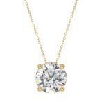 LADIES SOLITAIRE PENDANT WITH UNDER-PASS CHAIN 4CT ROUND DIAMOND 14K YELLOW GOLD